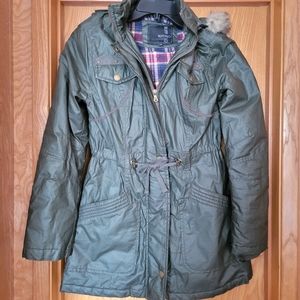 BUFFALO OUTERWEAR Hooded Coat Fur-Lined, Olive Green